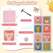 Lifezeal 8-Cube Kids Wardrobe Baby Dresser Bedroom Armoire Clothes Hanging Closet With Doors Pink/White - Pink - View 6