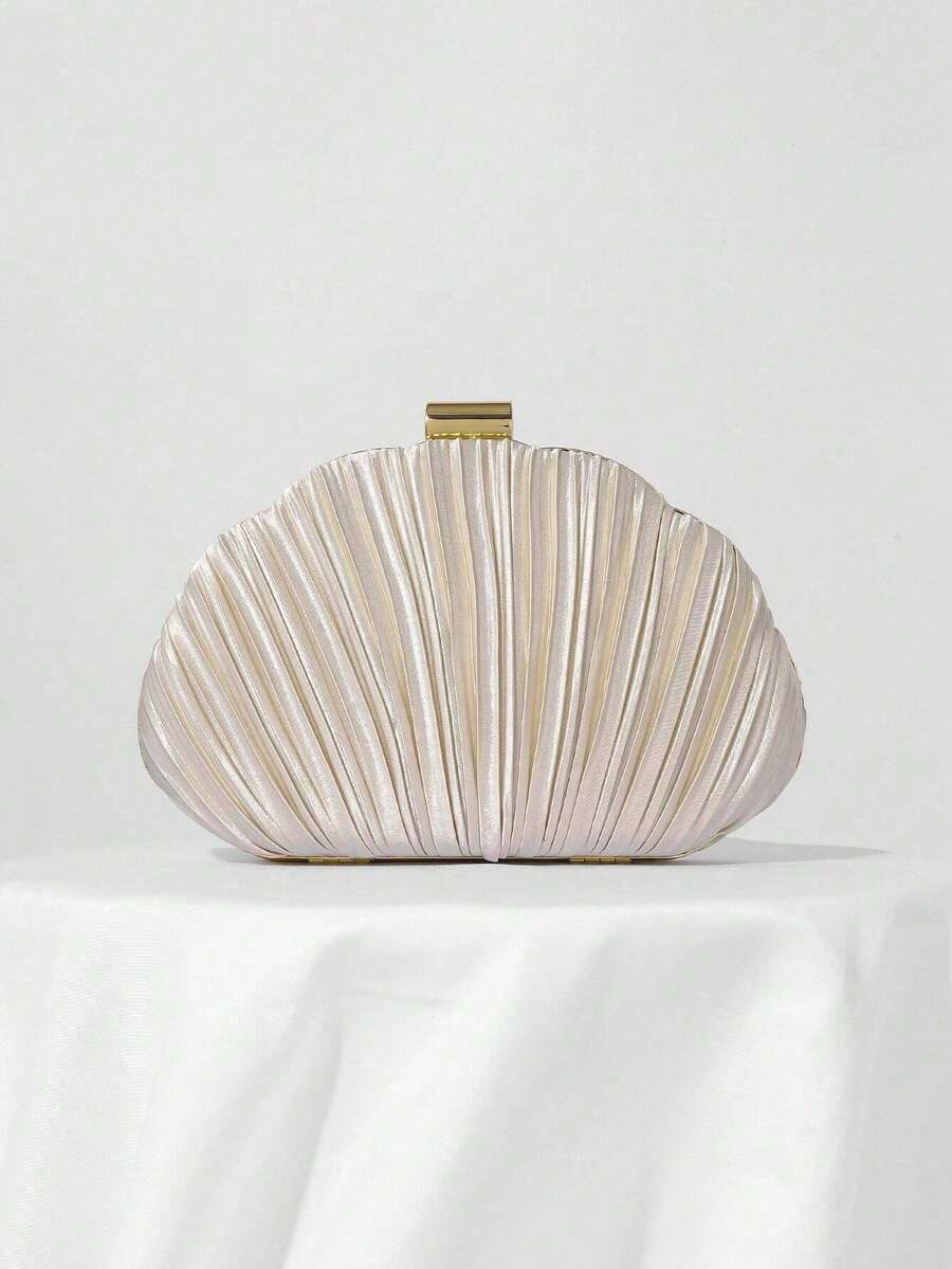 Lightweight, Business Casual Rhinestone Decor Bucket Bag Mini Drawstring Design, Clear Bag Faux Faux Pearl Bag Evening Bag, Dinner Bag Glamorous, Elegant, Exquisite, Quiet Luxury Rhinestone For Party Girl, Woman Perfect For Party, Wedding, Prom, Dinner/Banquet, Perfectly Matching With Prom Accessories, Perfectly Matching With Bridal Party, Best Choice Elegant Bag For Bridal Shower, Clutch Bag For Wedding, Party Bags,Perfect For Party Wedding Prom Dinner/Banquet Matching With Holiday Party Dress Evening Dress & Sequin Dress - 杏色 - 查看 1