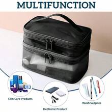 1pc Nylon Single/Double Layer Mesh Bag Travel Portable Toiletry Bag Large Capacity Makeup Organizer - Multicolor - View 5