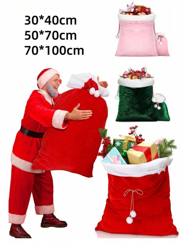 Christmas Sack Bag - Drawstring Bag, Santa Claus Large Stretchy Velour Present Sack, Costume Sacks For Presents, For Wedding Wrapping, Birthday, Party, Giant Huge Gifts, Christmas Gifts, Interior Decoration Christmas Christmas Decorations Christmas Pajamas Christmas Gifts Christmas Decor