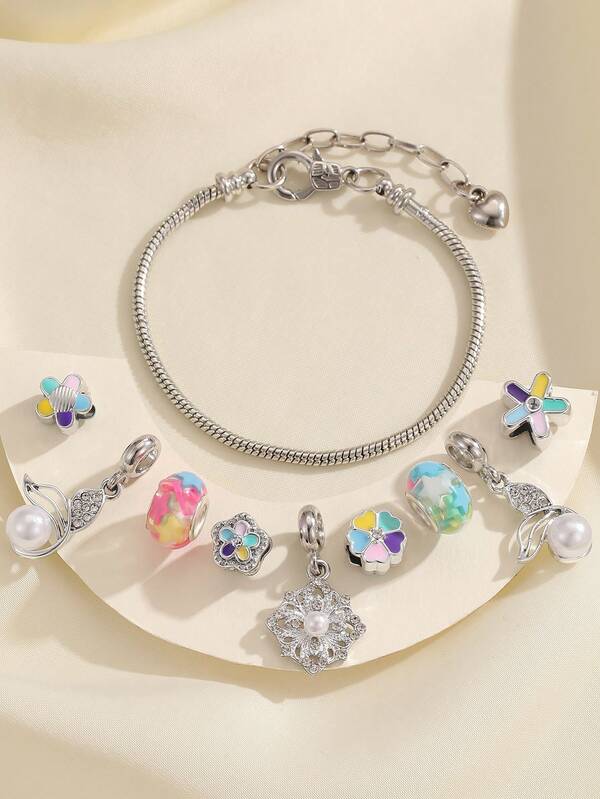 1pc Women's Colorful Butterfly Flower Tail Pearl Colorful Five Petal Pollen Flower Fashion DIY Product Pendant