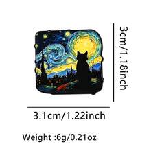 Klassischer Van Gogh Malstil Soft Emaille Pin Herren Broschen für Kleidung, Damen Anstecknadeln für Rucksack, schwarze Katze Abzeichen Pins Accessoires Schmuck Geschenke
