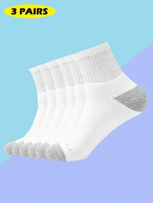 3 Pairs Cotton Cushioned Work Socks, Soft Terry Towel Hiking Sports Socks
