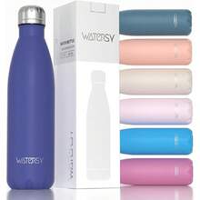Stainless Steel Water Bottles,17oz/500ml Insulated Water Bottles,Deep Blue Metal Water Bottle Keeps Drink Cold And Hot,  Water Bottles For School,Gym,Travel,Sports,27006698 - 藍色 - 查看 1