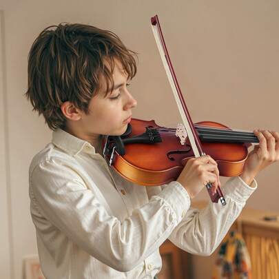 Violin 3/4 Size For Adults, Violin Fiddle Set For Beginners Student With Hard Case, Rosin, Bow, Shoulder Rest,Bridge,Tuner And Extra Strings,Solidwood Professional Musical Instruments (Brown)