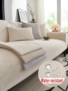 1pc Waterproof, Stain-Resistant, All-Season Chenille Jacquard Sofa Cushion Cover, Style Pet-Friendly, Anti-Slip Sofa Protector, Suitable For L-Shaped Combination Sofa And 1/2/3/4 Seat Sofa (Sold Individually), Suitable For Spring/Autumn - Beige - View 1