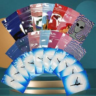 100 piezas Bolsas de cierre hermético de 1g con estilo Mylar, bolsas de plástico con cierre zip mini, bolsas de embalaje de aluminio para caramelos y gomitas, bolsas con cierre hermético