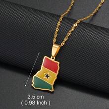 1pc Colorful National Flag Pattern Necklace, Nigeria, Ghana, Jamaica, Guyana Map, Stainless Steel Enamel Material, National Jewelry - Multicolor - View 15