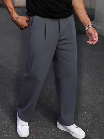 Spodnie garniturowe męskie, lekkie spodnie biznesowe, formalne spodnie męskie, proste spodnie codzienne, proste spodnie wizytowe w jednolitym kolorze