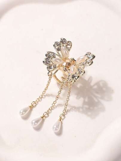 1 szt. Błyszcząca spinka do włosów z kokardką i perłowym motylem, wszechstronny, ekskluzywny dodatek do włosów na lato, wzór spinki do włosów