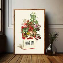 1幅植物主题墙面艺术海报 - 创意艺术装饰画 - 充满正能量，代表健康友善的生活方式 - 印刷图片海报 - 适用于房间、浴室、客厅、办公室墙面装饰（不含画框） - 彩色 - 查看 2