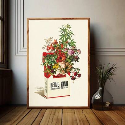 1pc Botanical Wall Arts Posters - Creative Art Decorative Paintings - Full Of Positive Energy Representing A Kind And Healthy Lifestyle - Printed Picture Posters - Suitable For Room, Bathroom, Living Room, Office Wall Decoration Art(No Frame)