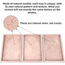 HESHIBI Marble Bathroom Vanity Tray Natural Luxury Cream Rose Marble Home Kitchen Bathroom Table Tray Stone Decorative Countertop Serving Trays For Coffee Perfume Jewelry Makeup Pink