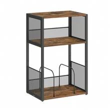 Soporte para Tocadiscos, Gabinete para Tocadiscos de 3 Niveles, Soporte para Vinilos para hasta 100 Álbumes, Mesa de Centro para Sala de Estar, Dormitorio, Marrón Rústico - Marrón - Ver 7
