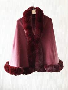 1pc Acrylic Knitted Fabric Faux Mink Collar Plain Color Cape Shawl, Elegant Vintage Style Suitable For Qipao And Evening Dress, Short Knitted Cardigan Jacket For Autumn/Winter - Multicolor - View 25