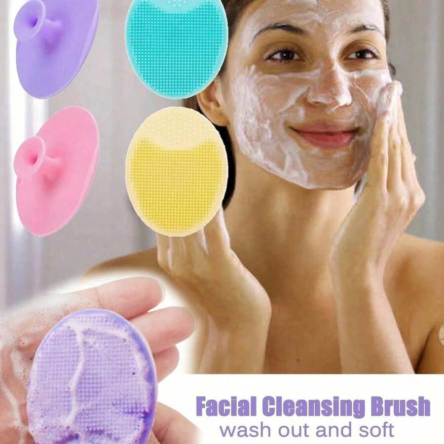 1/3Pcs Facial Cleanser, Mini Handheld Oval Scrubber Massage Brush With Hair Water, Deep Cleansing Cleanser, Gentle Exfoliating And Massaging Facial Cleanser Skin Care Facial Tool, Travel Items, Wedding, Christmas Party, Mom Gift, Home, Room, Home Decor, Christmas Gift, Mom Gift, Birthday - Nhiều màu - Xem 1