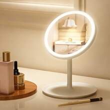 Espejo de maquillaje LED ajustable, iluminación inteligente de 3 colores, brillo ajustable, carga USB con un solo toque, espejo de sobremesa de alta definición giratorio 180°, bandeja portátil desmontable, espejo cosmético electrónico de viaje, adecuado para dormitorio, baño, mesita de noche, dormitorio, gran regalo para el Día de la Madre, cumpleaños, mujeres - Multicolor - Ver 17