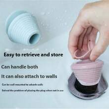 2pcs Silicone Bath Tub Drain Plug, Fits Bathtub And Bathroom Sink Drains, Adheres To Tub Wall, Easy To Use, Household Essential Bathroom Accessories Bathroom Tools