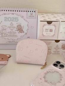 1 pieza Monedero con ranuras para tarjetas, portamonedas y portaidentificación con diseño de oso de dibujos animados en relieve y gran capacidad - Multicolor - Ver 3