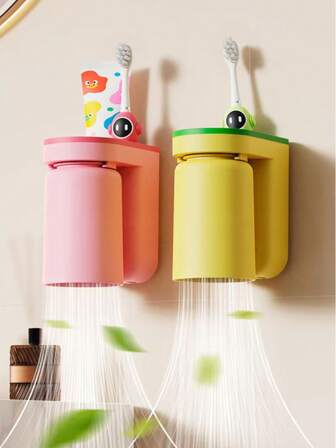 1 Set Toothbrush Holder & Cup Organizer, Wall-Mounted Luxury Rinse Cup, Toothbrush Holder, Bathroom Storage, Couple Toothbrush Holder