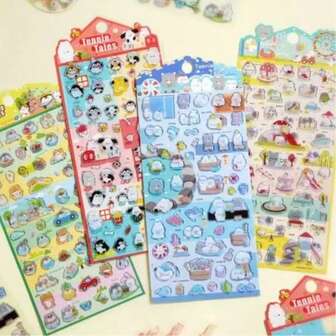 16片3D可爱动物糖果水晶立体贴纸，手工拼图贴纸，可用于手机装饰DIY