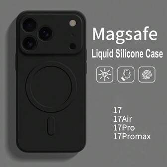1个纯色哑光液态硅胶软手机壳，兼容 17 Pro Max Air 16 15 14 13 12 11 Pro Max Plus AirMagsafe磁吸无线充电边框后盖，液态硅胶手机壳，圣诞礼物