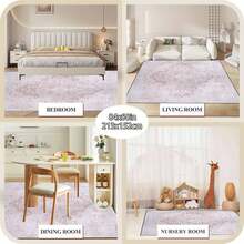 1Pc Area Rugs For Living Room, Machine Washable Non Slip Vintage Rugs, Low Pile Lightweight Print Rug For Bedroom, Dining Room, Home Office, Light Taupe Brown, Low Pile Carpet - 波西米亞粉紅色 - 查看 7