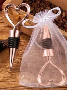 心形葡萄酒瓶塞，新娘婚礼礼物，塑料心形葡萄酒瓶塞，配白色透明袋，婚礼回礼，清新节日派对，万圣节装饰，万圣节派对用品，圣诞节装饰 - 彩色 - 查看 4