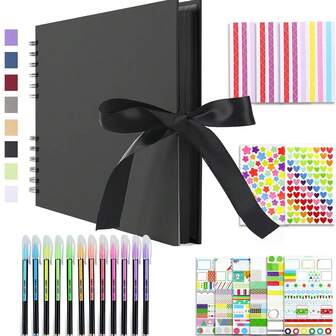 DIY Photo Album 11.22 X 8.27 Inch DIY Photo Album 80 Pages Silk Ribbon Craft Paper Photo Album, Holds 160 Sheets Of 10 X 15 Photos Baby Family Valentine'S Day Birthday Anniversary Gift Scrapbooking, Stamping, Scrapbook Storage