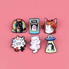 Cartoon UFO Katzen Soft Emaille Anstecknadel Herren Broschen für Kleidung, Damen Revers Anstecknadeln für Rucksack Abzeichen Anstecknadeln Accessoires Schmuck