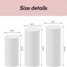 3PC Cylinder Pedestal Stands For Party, White Round Large Cylinder Tables, Pedestal Display Plinth Pillars For Wedding Ceremony Birthday Party Art Decor - 銀色 - 查看 2