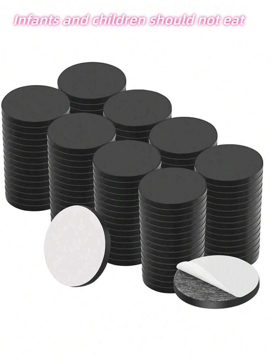 100/50/20/10/5片装圆形磁性贴纸套装，适用于冰箱贴DIY，粘性橡胶磁点，强力自粘磁性圆盘 - 彩色 - 查看 1