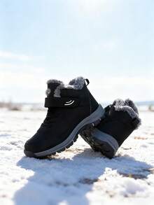 Women's Winter Boots, Fur-Lined Women's Snow Boots, Outdoor Warm Hiking Shoes, Women's Winter Boots With Anti-Slip And Wear-Resistant Soles, Black, Suitable For Daily Wear, Walking, Outdoor Hiking, Mountaineering, Snow Walking In Cold Winter Weather - Black - View 19