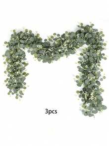 1/2/3/5/6/9 件 6 英尺人造绿植桉树藤蔓和银元桉树叶花环，适用于家居装饰、婚礼、派对、桌旗、壁炉装饰。婚礼用品、圣诞装饰、万圣节装饰、客厅墙面装饰。秋季装饰