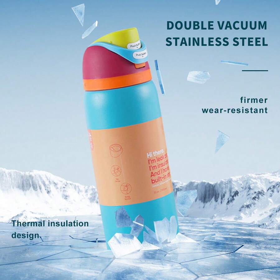 0wa Laa Ulated Bottle, Equipped With A Straw, Can Maintain Warmth For Over 24 Hours, Suitable For Both Hot And Cold Beverages, Can Be Used For Making Coffee And Cold Drinks. The Design Is Exquisite And The Craftsmanship Is Superb. It Is Suitable For Camping, Work, Indoor And Outdoor Use. - 藍色 - 查看 1
