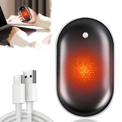 Calentador de manos recargable, con calor en ambos lados, inalámbrico, USB portátil de doble uso, calentador de bolsillo recargable por USB para hombres y mujeres, pantalla digital de temperatura, adecuado para camping al aire libre, caza, regalo de Navidad, calentador de pies y manos, reutilizable, decoración navideña, opción de Navidad