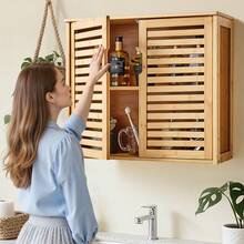 2 Cabinets, Double Hinged Doors, Bamboo