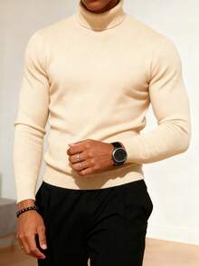 GRDR Jesienno-zimowy nowy sweter z wysokim kołnierzem, luźny dzianinowy top do noszenia na co dzień