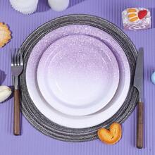 10pcs/20pcs/30pcs/60pcs Set Ombre Purple Party Supplies, Lavender Paper Plates, Cups, Napkins, Suitable For Wedding, Bridal Shower, Birthday, Anniversary Lavender Themed Party Decorations, Disposable Party Tableware, Soft Color Tone, One-Time Paper Dinnerware - Multicolor - View 5