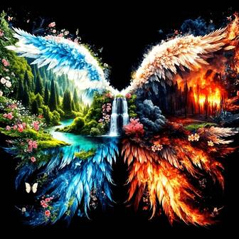 JOZYSH 5D DIY Diamond Painting Kit, Dreamlike Wings Full Drill Round Acrylic Mosaic Art Set, Dreamlike Wings Pattern Craft, Handmade Gift, Party Decor, Suitable For Home And Friends, Frame Not Included