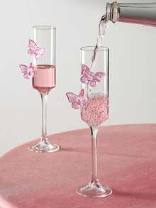1pc Creative Butterfly Stem Glass Cocktail Wine Glass, High-End Gift For Women, Romantic Party Glassware - Transparent - View 5