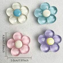 1 件可爱花朵设计手机支架 - 透明夜光树脂可折叠智能手机支架，生日/圣诞礼物，ABS 材质（斋月手机配件） - 彩色 - 查看 5