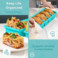 Silicone Freezer Molds Soup With Lid U2013 1 - Cup Soup Container Style Cube Trays Freezer, Meal Prep Food Storage, Freeze 250mL125mL Portions U2013 2 Pack - 湖藍色 - 查看 7