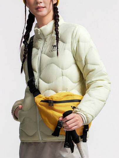 CAMEL CROWN Women's Outdoor Down Jacket, Autumn/Winter Triple Protection Hooded Thickened Couple Short Down Jacket, Multi-Functional Down Jacket