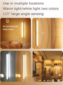 1 dải đèn LED ánh sáng ấm USB 10/20/30/50cm có cảm biến chuyển động - Lý tưởng cho tủ, tủ quần áo và hành lang, dải đèn LED cảm biến chuyển động không dây, đèn chiếu sáng dưới tủ, đèn ngủ từ tính có thể sạc lại dùng cho hành lang, tủ bếp, kệ, tủ quần áo, trang trí phòng nhà - trắng - Xem 6