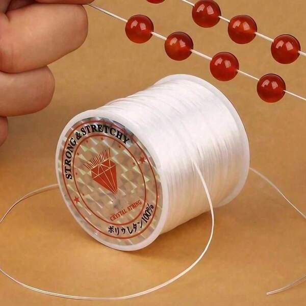 1PC Clear Elastic Spool –Strong & Stretchy Cord For Beading & DIY Jewellery Making – Thread Beads, Crystals Or Clay Onto This Nylon String To Create A Bracelet Necklace Anklet Ring, Sewing, Craft Supplies, Craft, Sewing Supplies, Sewing Accessories,Fall Decor