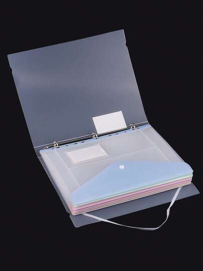 1 Stück transparenter Ordner mit Ringbindung, hergestellt aus modernem PP-Material, mit erweiterbaren Knöpfen und Beschriftungstaschen, geeignet für Schule, Zuhause, Büro, Anwesenheit, Reisen - tragbares Design, Rückkehr zur Schule, Schulmaterial