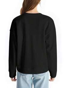 Women's Camp Graphic Sweater - "Life Is Better By The Campfire" Mountain And Pine Tree Design, Warm Crew Neck Sweater For Autumn Winter, Medium Elasti - 黑色 - 查看 4