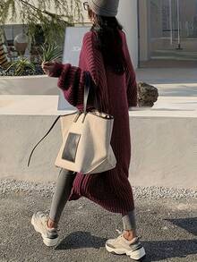 Áo khoác cardigan dài dệt kim thời trang, thanh lịch, thoải mái, đa năng dành cho nữ, thích hợp cho mùa Thu/Đông/Xuân. - Gỗ đỏ - Xem 5