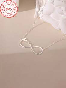 925 Sterling Silver Eternal Love Personalized Necklace - Infinity Symbol Couple Necklace - Women's Personalized Jewelry - Handmade Silver Name Necklace - Elegant Name Necklace - Multicolor - View 4